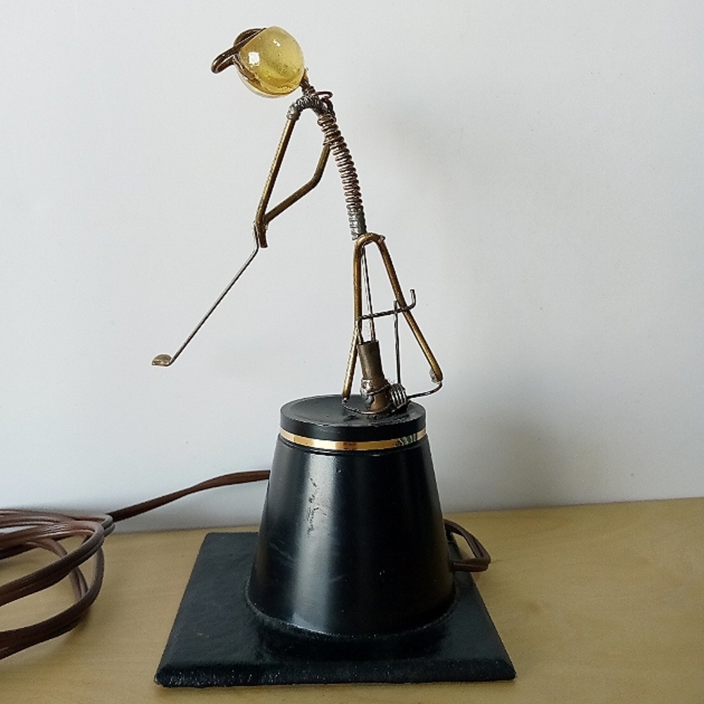 Vintage Bradt Wire Kinetic Golfer Sculpture